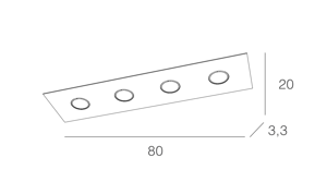 Plafoniera led 4 luci rettangolare grigio  toplight