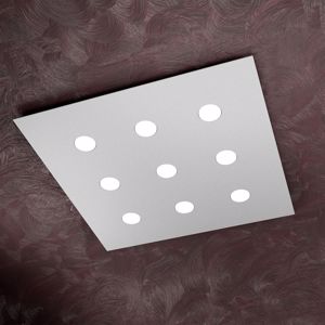 Grande plafoniera led 9 luci grigia design quadrato ultrasottile