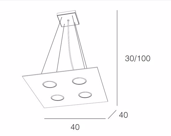 Lampadario cucina 4 led intercambiabili metallo grigio quadrato toplight area