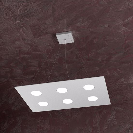 Toplight area lampadario grigio per cucina moderna rettangolare led 6 luci intercambiabili