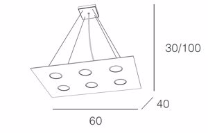 Toplight area lampadario grigio per cucina moderna rettangolare led 6 luci intercambiabili