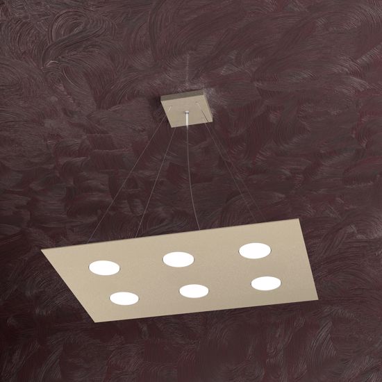 Area toplight lampadario moderno per soggiorno led tortora rettangolare sei luci