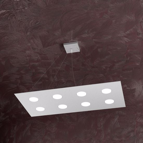 Lampadario rettangolare metallo grigio per soggiorno moderno top light area