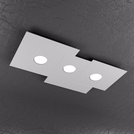 Plafoniera colore grigio design moderna toplight plate tre luci luminosa