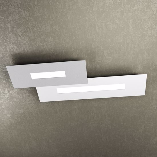 Toplight wally plafoniera led bianco grigio design rettangolare