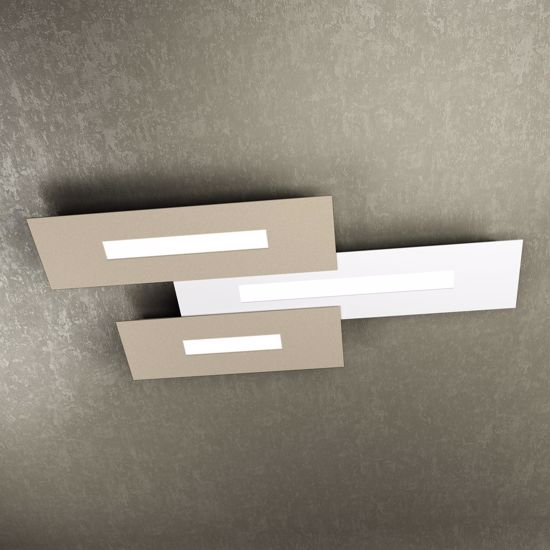Plafoniera led 80cm bianco e sabbia design moderno wally top light