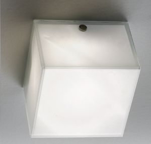 Applique da parete soffitto cubo vetro bianco per interni