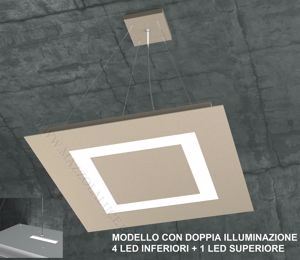 Lampadario moderno led quadrato doppia illuminazione per salone