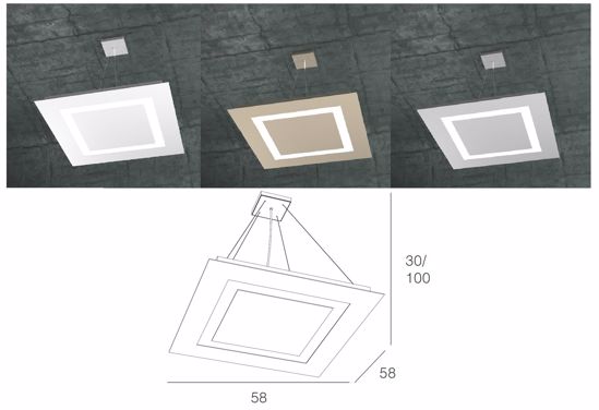 Toplight carpet lampadario led 80w design quadrato moderno per soggiorno