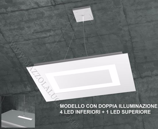 Lampadario rettangolare bianco moderno luce sopra sotto top light carpet