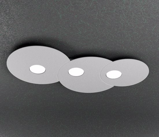 Plafoniera led tre luci design moderna sagomata grigio toplight cloud