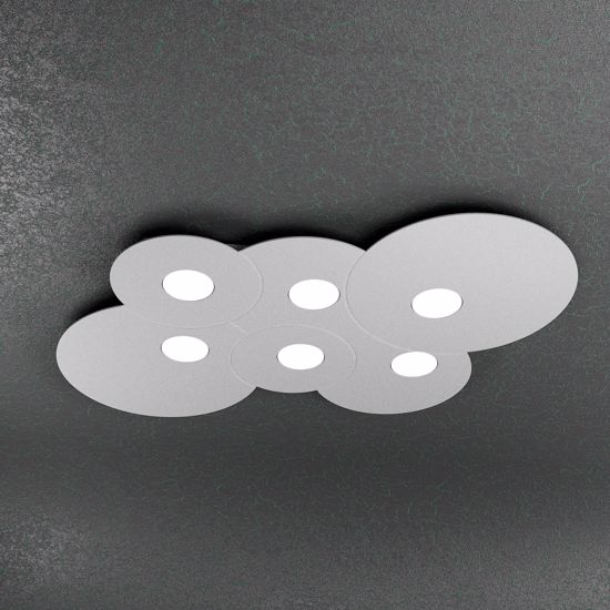 Plafoniera led 6 luci grigio design originale toplight cloud