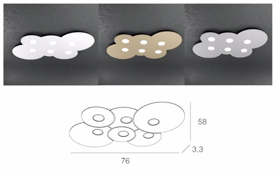 Plafoniera led 6 luci grigio design originale toplight cloud