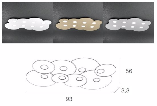 Grande plafoniera led 8 luci metallo grigio cloud toplight