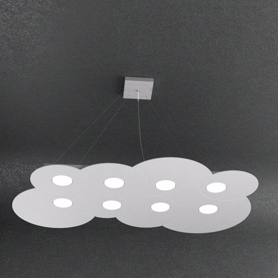 Lampadario moderno grigio 8 luci gx53 led toplight cloud per soggiorno