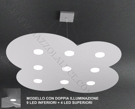 Lampadario nuvola moderna grigio 9+4 luci gx53 led toplight cloud per soggiorno