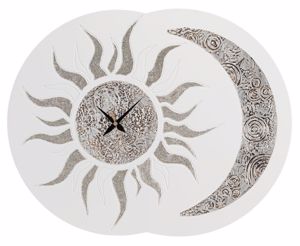 Grande orologio 70cm da parete sole decorativo bianco avorio argento