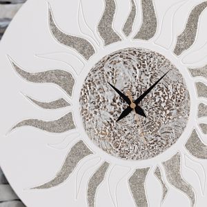 Grande orologio 70cm da parete sole decorativo bianco avorio argento