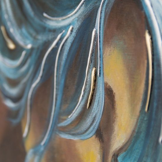 Quadro verticale dama 100x80 dipinto su tela decorata oro argento