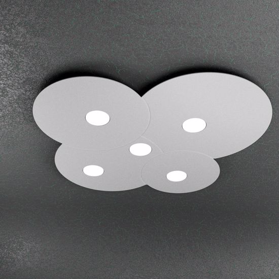 Plafoniera 5 led design sottile in metallo grigio toplight cloud