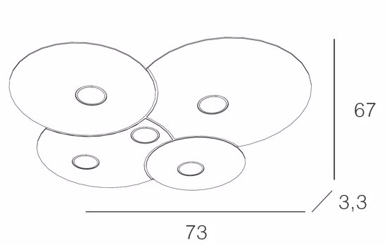 Plafoniera 5 led design sottile in metallo grigio toplight cloud