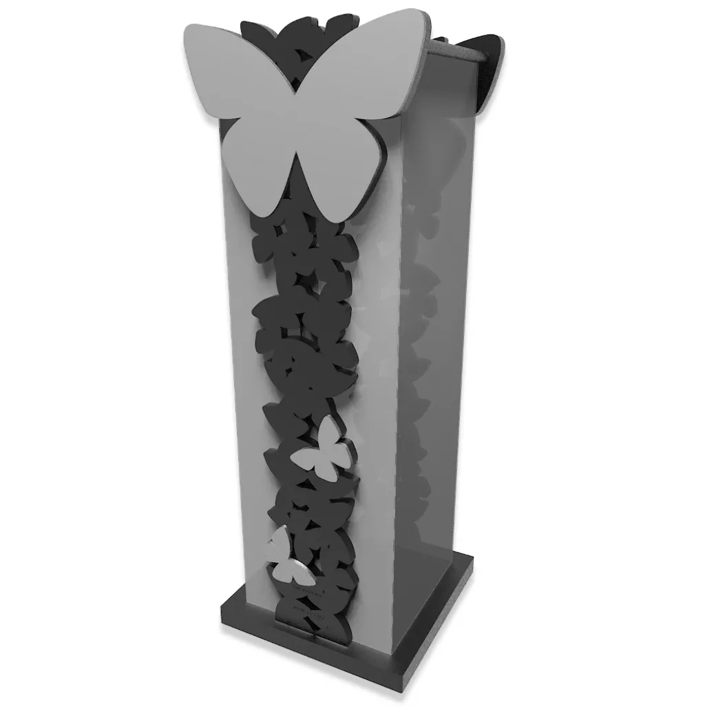 Portaombrelli design moderno farfalle legno grigio nero - 50-15-1-5