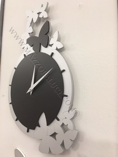 Callea design orologio da parete moderno farfalle legno nero-grigio