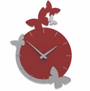 Callea design butterfly orologio da parete moderno legno rosso rubino grigio