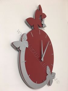 Callea design butterfly orologio da parete moderno legno rosso rubino grigio