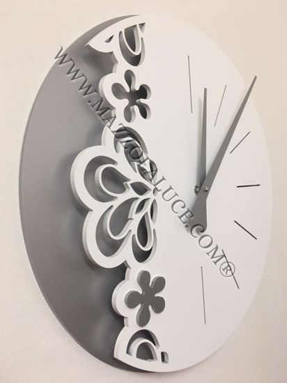 Callea design big merletto orologio da parete legno bianco grigio