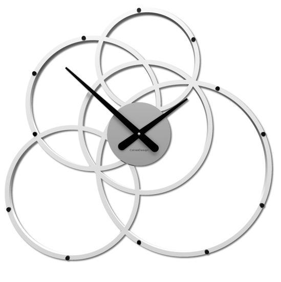 Callea design black hole bianco grigio orologio da parete moderno cerchi 59x56