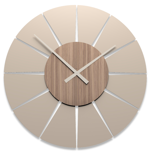Orologio da parete moderno noce canaletto tortora in legno 100cm