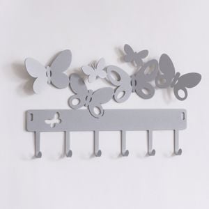 Appendichiavi da parete farfalle colore grigio