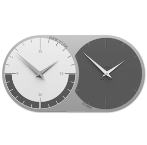 Callea design orologio da parete moderno fusi orari 2 grigio quarzo bianco