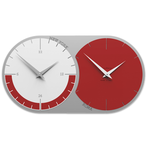 Callea design fusi orari 2 orologio da parete moderno rubino bianco grigio