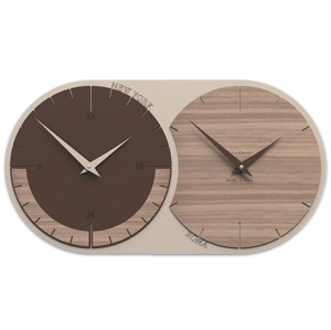 Callea design orologio da parete moderno fusi orari 2 noce canaletto in legno