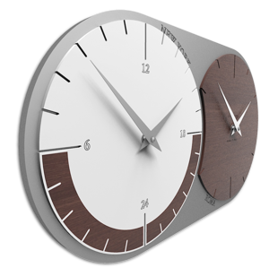 Callea design orologio da parete moderno fusi orari 2 rovere weng&eacute; bianco grigio