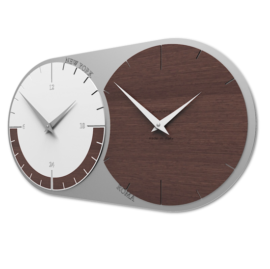 Callea design orologio da parete moderno fusi orari 2 rovere wengé bianco grigio