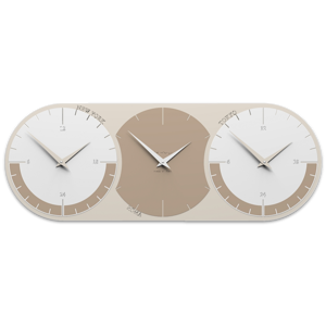 Callea design orologio da parete moderno 3 fusi orari caffelatte bianco