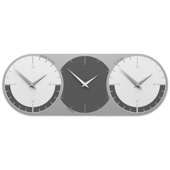 Callea design 3 fusi orari orologio da muro moderno grigio quarzo e bianco