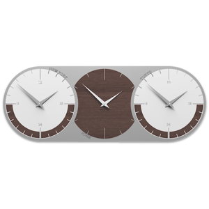 Orologio da muro moderno fusi orari 3 rovere wenge grigio bianco callea design