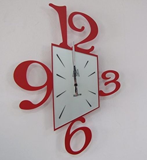 Orologio da parete moderno quadrato rosso e bianco h50