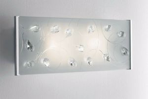 Lampada da parete elegante vetro con applicazioni mandorle cristallo