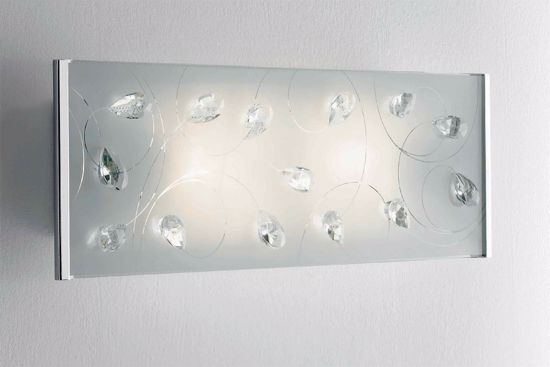 Lampada da parete elegante vetro con applicazioni mandorle cristallo