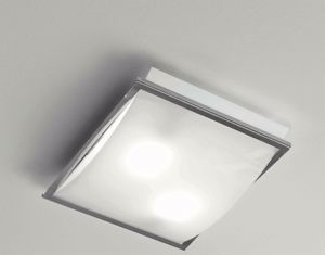 Plafoniera da cucina moderna 50cm vetro bianco lucido cornice cromata