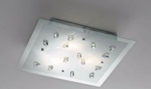 Plafoniera 50cm moderna quadrata vetro mandorle in cristallo