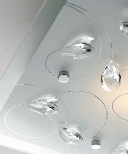 Plafoniera 50cm moderna quadrata vetro mandorle in cristallo
