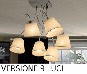 Grande plafoniera da cucina moderna 9 bracci flessibili orientabili paralumi pergamena