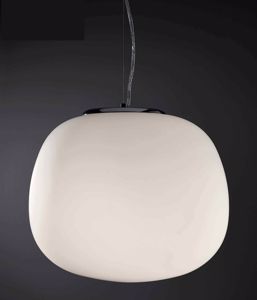 Lampadario da cucina boccia vetro sfera bianca 40cm