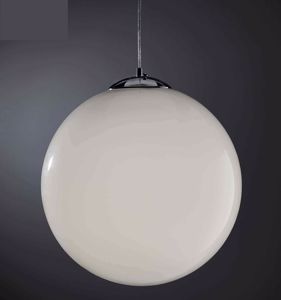Lampadario per cucina sfera 40cm vetro bianco lucido